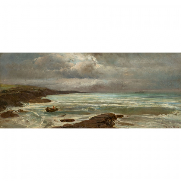 Ramon Martí Alsina (Barcelona, 1826-1894)  Marina.  Óleo sobre tela. Firmado. 