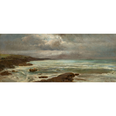 Ramon Mart&iacute; Alsina (Barcelona, 1826-1894)  Marina.  &Oacute;leo sobre tela. Firmado. 