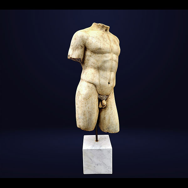 Torso de Discoforo en mármol de Carrara, Italia, Siglo XIX.