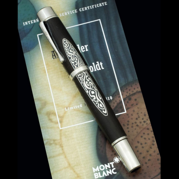 Estilográfica Montblanc "Alexander von Humboldt".   Perteneciente a la serie "Patrones de las Artes",  Año 2007.