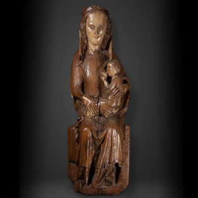 Gran Virgen de la Leche Tardo Rom&aacute;nica Italiana transici&oacute;n al G&oacute;tico Medieval del siglo XIII principios siglo XIV