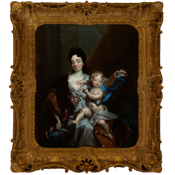 Nicolas de Largillière (París, 1656 - 1746) "Retrato de Catherine Marton y Luis de Borbón, 2º duque de Bretaña" (c.1708).  