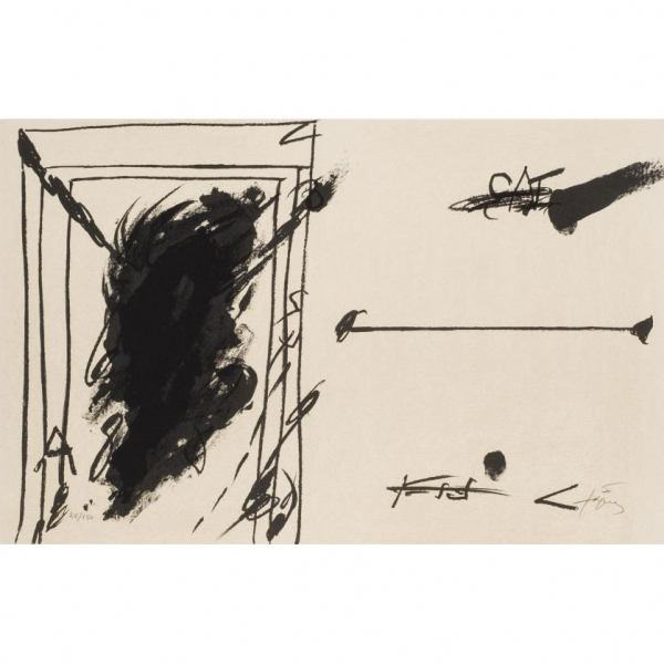 Antoni Tàpies. "La línea del horizonte (1973)". Litografía sobre papel Chiffon de la Dore 