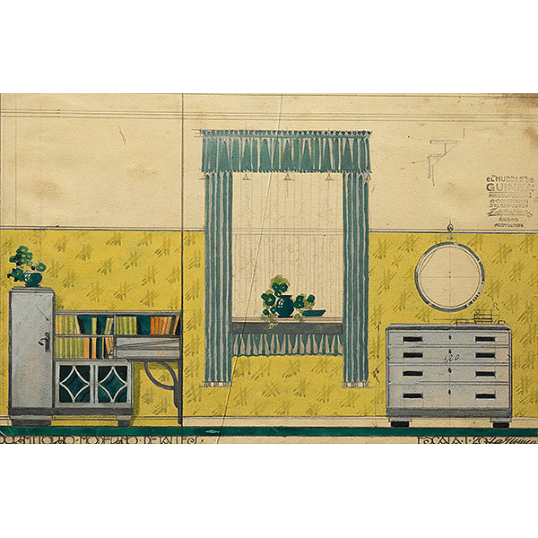 &quot;Proyecto de dormitorio moderno&quot;.   ISIDORO GUINEA (Bilbao, 1893-1947).  Goauche /papel