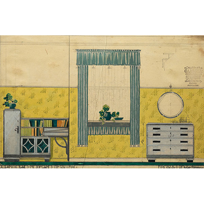 &quot;Proyecto de dormitorio moderno&quot;.   ISIDORO GUINEA (Bilbao, 1893-1947).  Goauche /papel