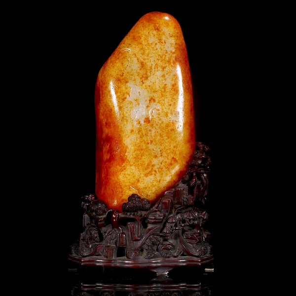 Piedra de jade tallado "Poema", dinastía Qing. 