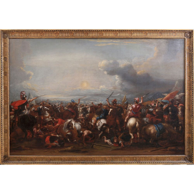 JACQUES COURTOIS, llamado IL BORGOGNONE (Saint-Hippolyte, 1621 &ndash; Roma, 1676) "Josu&eacute; deteniendo el curso del sol".   