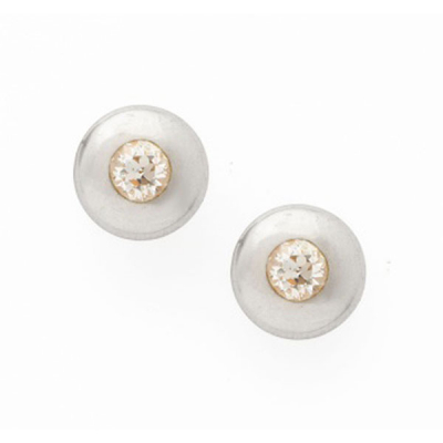 Pendientes en oro blanco con diamantes talla brillante centrales con un peso total de 1 cts. aprox.