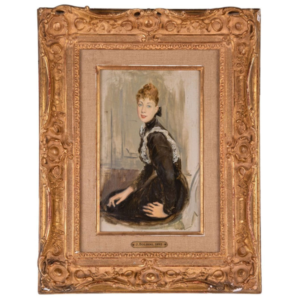 GIOVANNI BOLDINI (Ferrara, 1842 &ndash; Par&iacute;s, 1931) "Retrato de la marquesa Franzosi" (1892).  &Oacute;leo sobre tabla. 