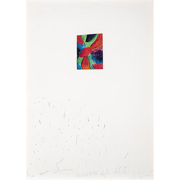 Nicola de Maria.    Avventure degli artisti (1977)&quot;. Técnica mixta sobre papel. Firmado y titulado en zona inferior.