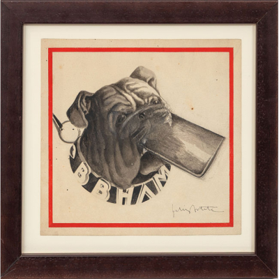 F&Eacute;LIX ARTETA ERRASTI   (Bilbao 1890 - 1986)  "Bulldog "  Firmado: Felix Arteta  Dibujo / Papel  