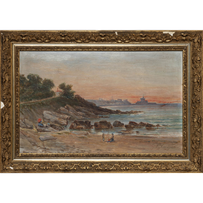 &quot;Socoa, Vista de Ciboure&quot;  FERDINAND CORRÉGES (Baiona, 1844 - 1904) 