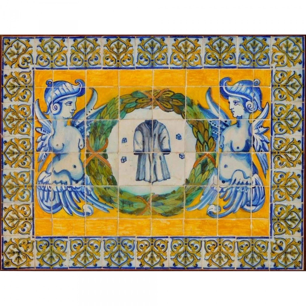 Panel de azulejos portugueses policromados representado La Pasión de Cristo, siglo XVII.