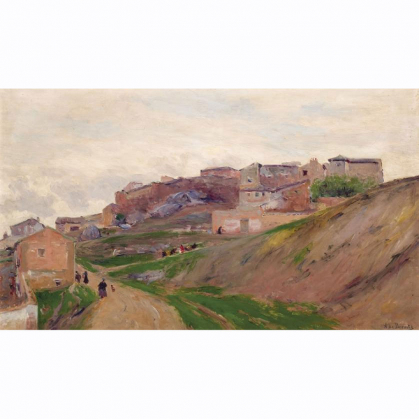 Aureliano de Beruete. "Toledo (1907)". &Oacute;leo sobre lienzo. Firmado en el &aacute;ngulo inferior derecho.