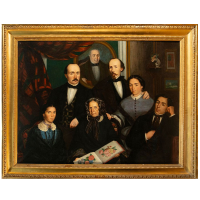 Retrato de la familia Acha, Álava, Escuela Vasca del siglo XIX.    Óleo sobre lienzo.