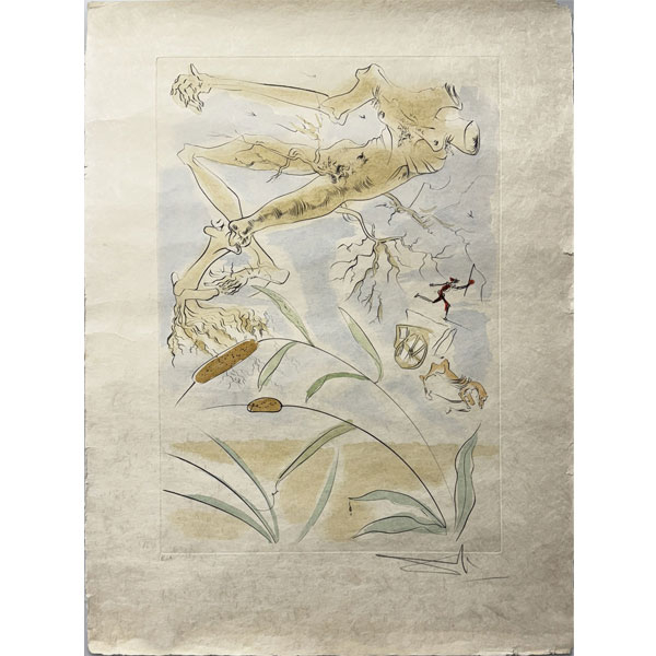Salvador Dalí (Figueres, 1904-1989) &quot; La Chêne et le Roseau&quot;.   Grabado sobre papel Japón.  