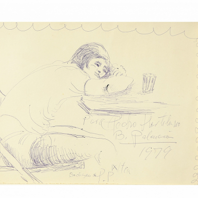 Benjamín Palencia (1894-1980) &quot;Mujer reposando&quot;, 1979.   Tinta sobre papel. Firmado