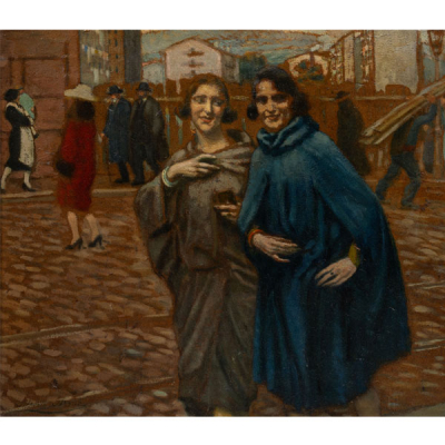&quot;Chicas en Bilbao&quot;  ALBERTO ARRUE(Bilbao, 1878-1944) 