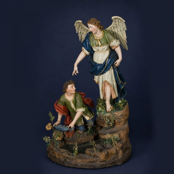 Atribuído a Giuseppe Sanmartino o Sammartino (Nápoles, 1720-ibídem, 1793) "Arcángel San Rafael y Tobías".  