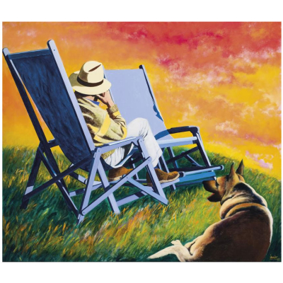 Eduardo &Uacute;rculo. "Crep&uacute;sculo (1985)". Acr&iacute;lico sobre lienzo. Firmado y fechado (85) en el &aacute;ngulo inferior derecho.