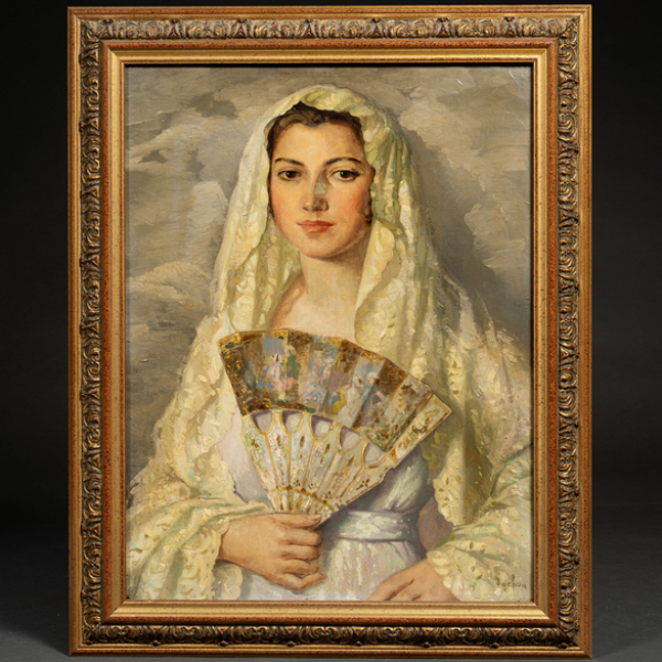 &quot;Mujer con abanico&quot;  ENRIQUE OCHOA (Cádiz, 1891-Palma de Mallorca, 1978)