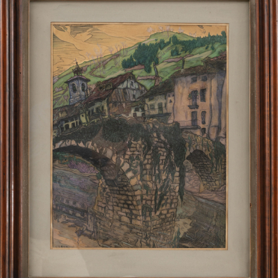 &quot;Puente de Ondarroa&quot; CARLOS LANDI SORONDO(Tolosa, 1896-San Sebastián, 1974)