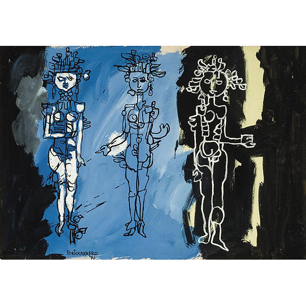 René Portocarrero  &quot;Sin título (1971)&quot;. Técnica mixta sobre papel.