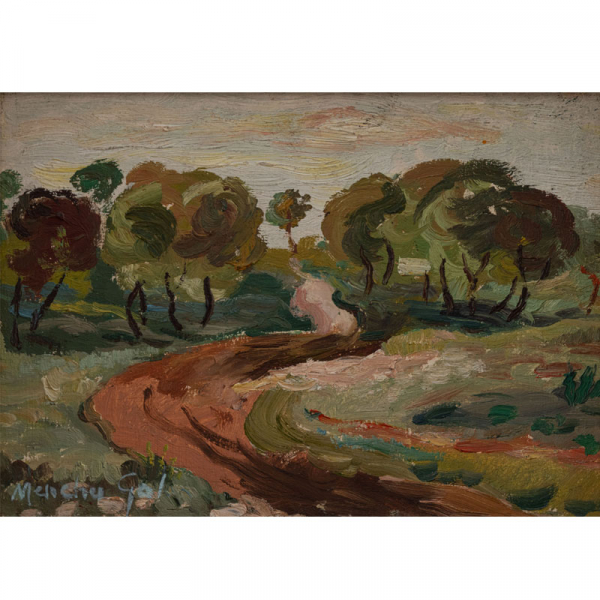 "Paisaje con árboles"  MENCHU GAL (Irún, 1919 - San Sebastián, 2008)  Óleo/Tabla.