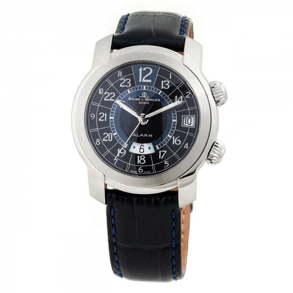 Reloj suizo caballero BAUME&MERCIER, 'Capeland Alarm', ref. 65322, en sólida caja circular de acero brillo y matizado, 37 mm 