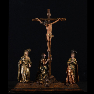 Importante &quot;Calvario&quot; de la Escuela Colonial de Quito, Ecuador, siglo XVIII.