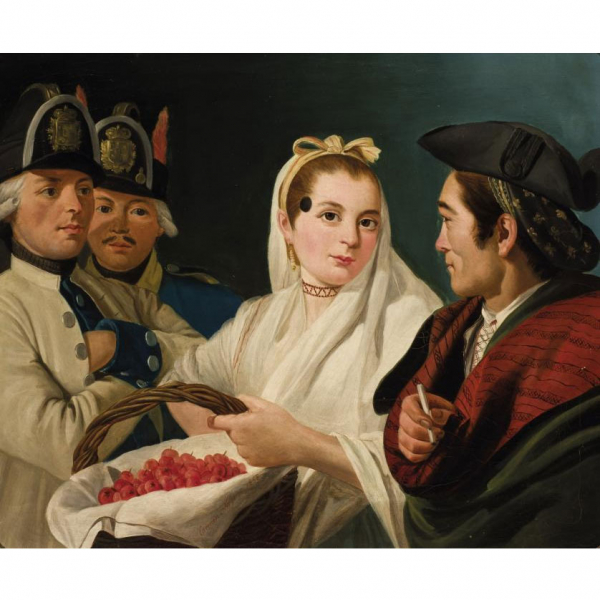 SEGUIDOR DE LORENZO TIIÉPOLO. CARMEN NÁGERA.   &quot;Tipos madrileños (circa 1858)&quot;. Óleo sobre lienzo. 