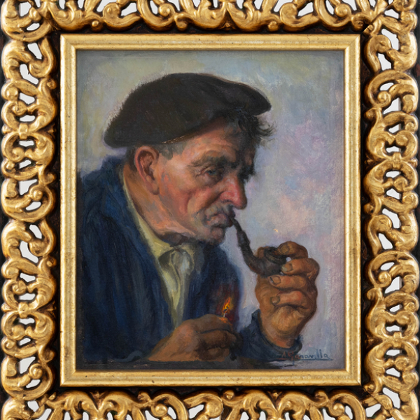 "Marinero vasco fumando en pipa"  ÁNGEL GARAVILLA (Lequeitio, 1906-Barcelona, 1961)