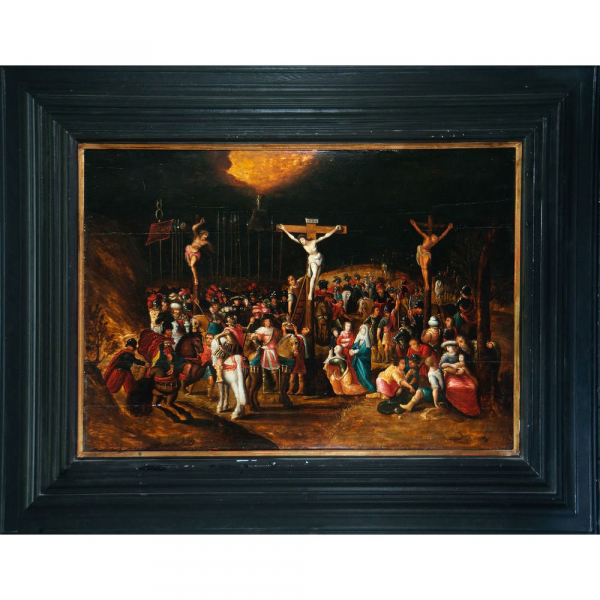 &quot;Calvario&quot; atribuido a Frans Fracken III (Amberes, 1607-1667), Escuela Flamenca del siglo XVII.