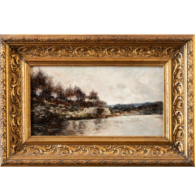 &quot;Paisaje con lago&quot;  MANUEL RAMOS ARTAL (Madrid, 1855-1916)