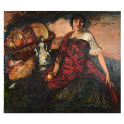 JOS&Eacute; PINAZO MART&Iacute;NEZ (Roma, 1879 &ndash; Godella, Valencia, 1933) "Gitana". &Oacute;leo sobre lienzo.