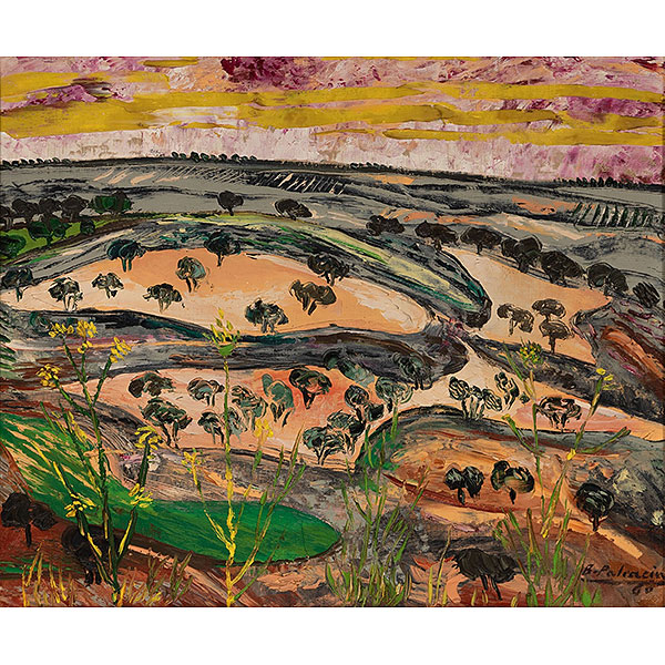 BENJAMÍN PALENCIA   (Barrax, Albacete 1900 - Madrid 1990).  "Paisaje"   Firmado: B. Palencia 66.  Óleo / Lienzo  