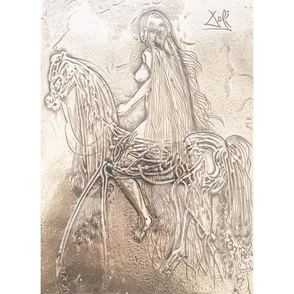 Salvador Dal&iacute; (Figueres, Girona, 1904-1989)  Lady Godiva.  Placa en plata 999. Firmada y numerada 209/999.