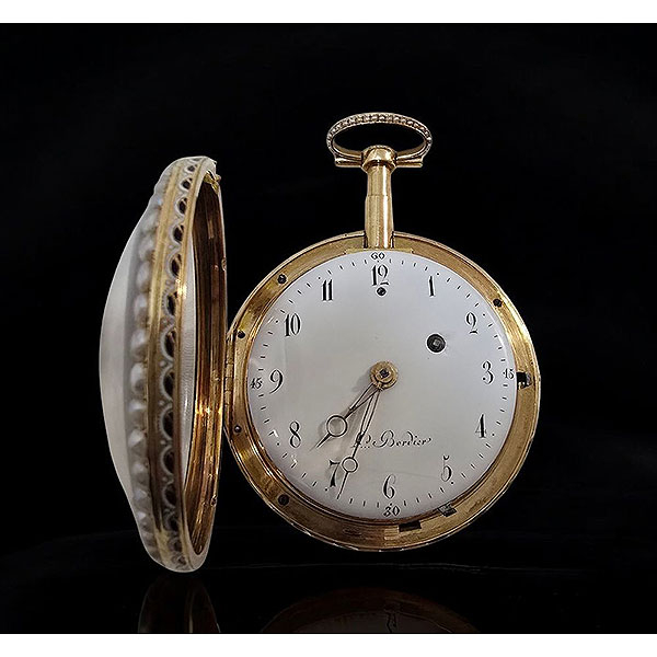 Leonard Bordier - Reloj de Bolsillo de Oro de 18 Quilates con Perlas y Esmalte.