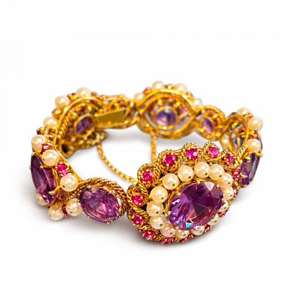 Excepcional brazalete Belle Epoque de 74.6g en oro de 18K.