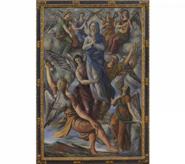 RAFAEL ZABALETA (Quesada, Jaén, 1907 - 1960).  Asunción de la Virgen, 1942.   Óleo sobre lienzo. 