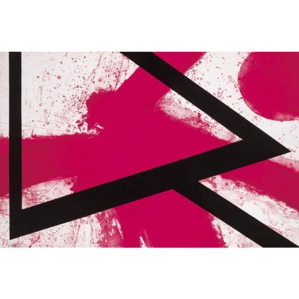 Luis Feito. "Composición Negro sobre Rojo III". Grabado al aguafuerte y aguatinta sobre papel. 