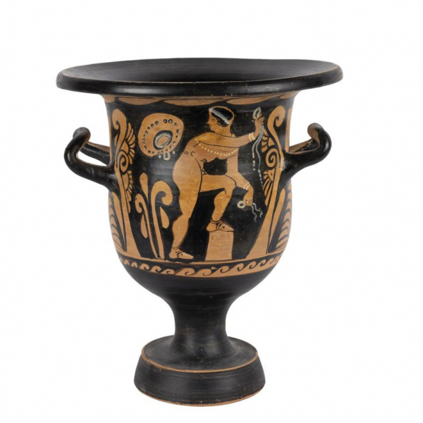 Cratera campaniforme Magna Grecia - Apulia. S. IV a.C. Elaborada mediante la técnica de figuras rojas.