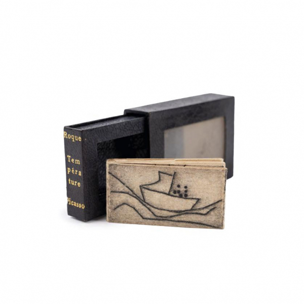 Jacqueline ROQUE - Pablo PICASSO.  "TEMPERATURE" [Alès]: PAB, [1960]. Libro miniatura firmado