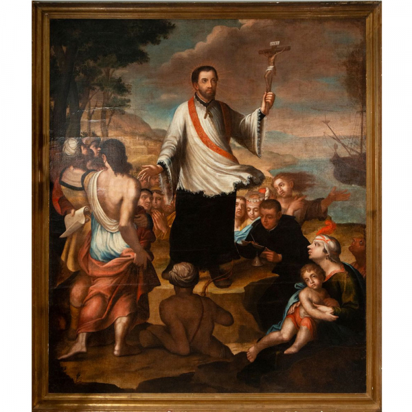 "San Francisco Javier evangelizando en Goa", atribuido a Jérôme Sourlay, Escuela Francesa Colonial del siglo XVII. 