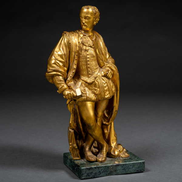 Figura en calamina dorada del siglo XIX