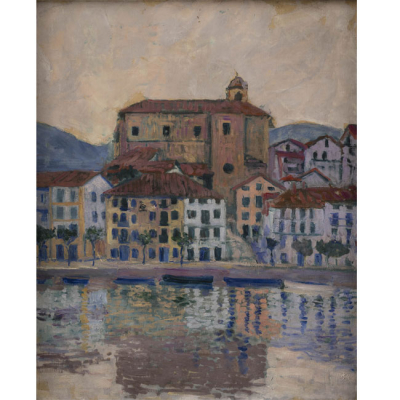 &quot;Vista de Orio&quot;  DARÍO DE REGOYOS (Asturias, 1857- Barcelona, 1913). Óleo/Lienzo. 1903. 