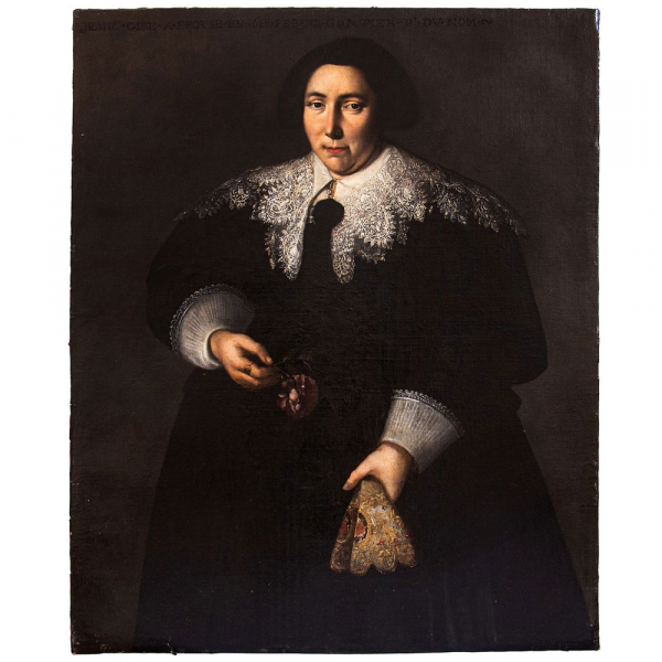 Escuela flamenca del siglo XVII "Retrato de mujer noble". Óleo sobre lienzo. 