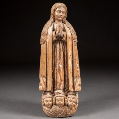 &quot;Virgen&quot; Escultura en madera tallada y policromada. Trabajo español del siglo XVII
