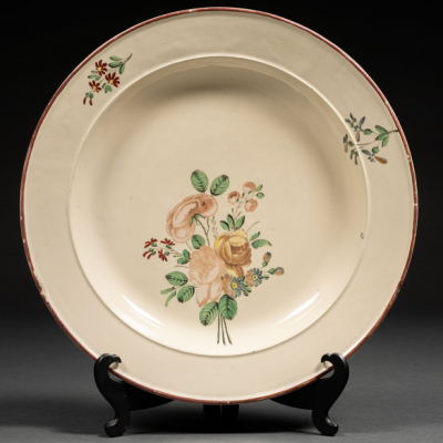 Plato en porcelana de Alcora serie de las flores alemanas, Alcora (1787-1825)