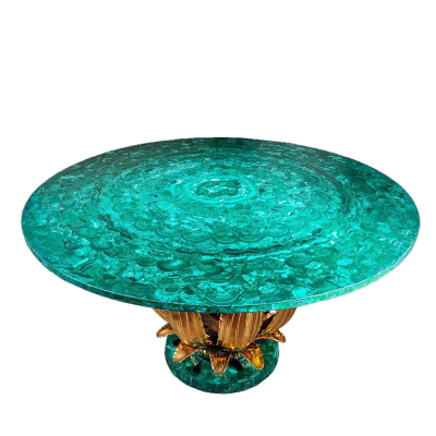 Magn&iacute;fica "Mesa Cactus" de malaquita, a la manera de Ren&eacute; Lalique, a&ntilde;os 80.